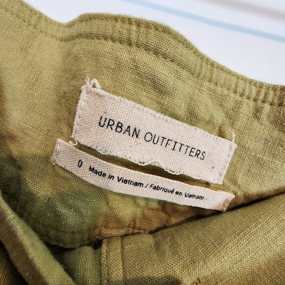 Urban Outfitters Bohemian Christina Tapered Wrap Pants Joggers Linen Blend Green - Picture 6 of 11